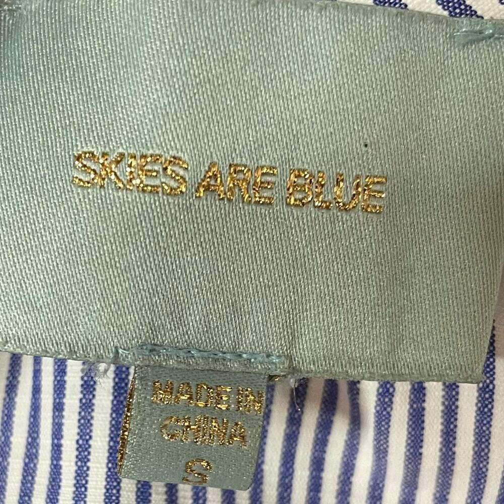 Anthropologie Skies Are Blue Striped Floral Embroidered Dress Women’s Sz S - Picture 4 of 6